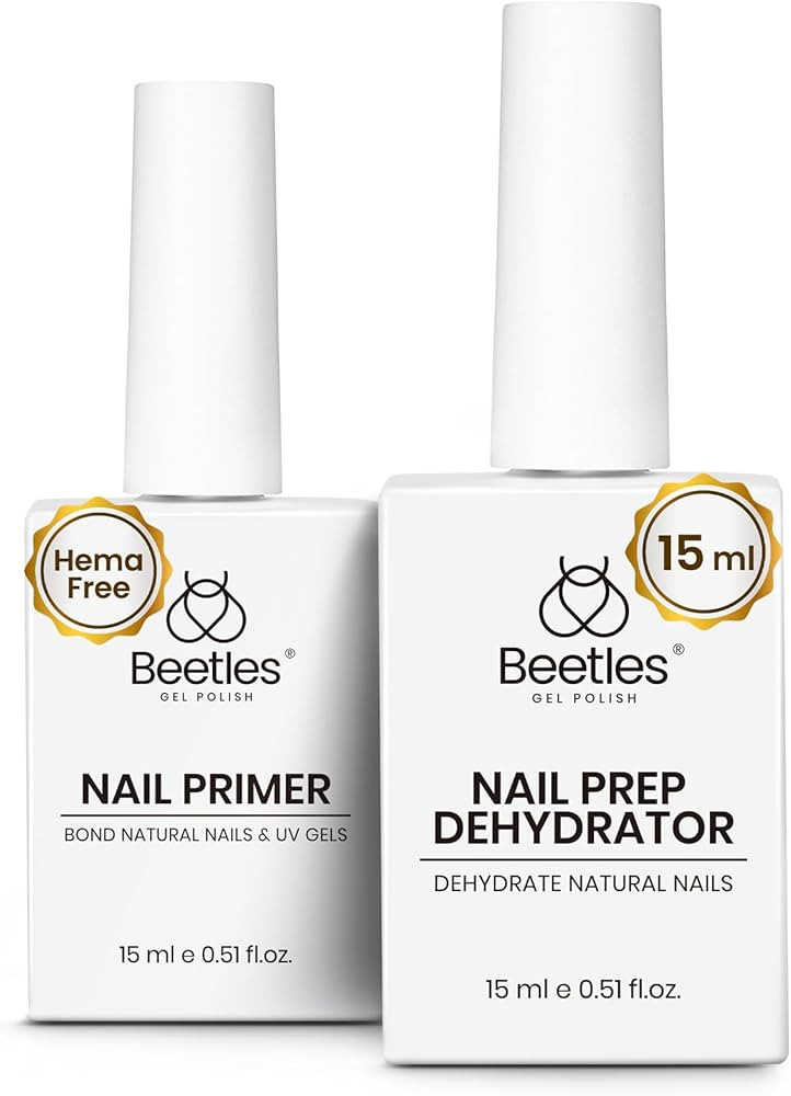 Beetles 15ml Nail Dehydrator and Primer - Acid Free & Hema-Free Natural Prep Dehydrate and Bond P... | Amazon (US)