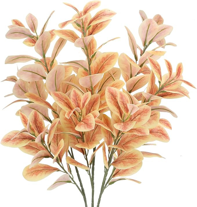 HO2NLE 3PCS Artificial Eucalyptus Stems Shrubs Fake Fall Flowers Decor Autumn Faux Silver Dollar ... | Amazon (US)