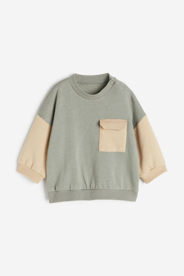Cotton Sweatshirt - Light khaki green/beige - Kids | H&M US | H&M (US + CA)