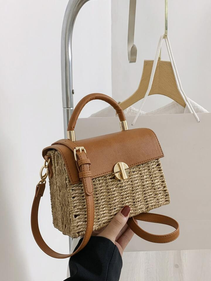 Nova bolsa de ombro feminina de tecido para férias de verão Bolsa de emenda de moda, bolsa de p... | SHEIN