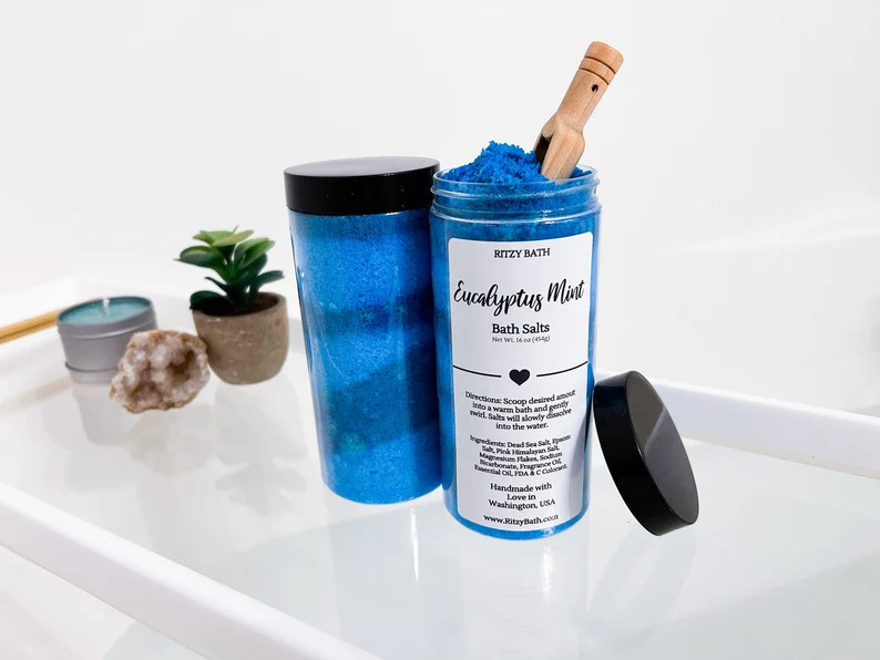 Bath Salts in a 1 Lb Jar - Handmade Bath Soak Blend in 6 Soothing Scents - Perfect for Self-care ... | Etsy (US)