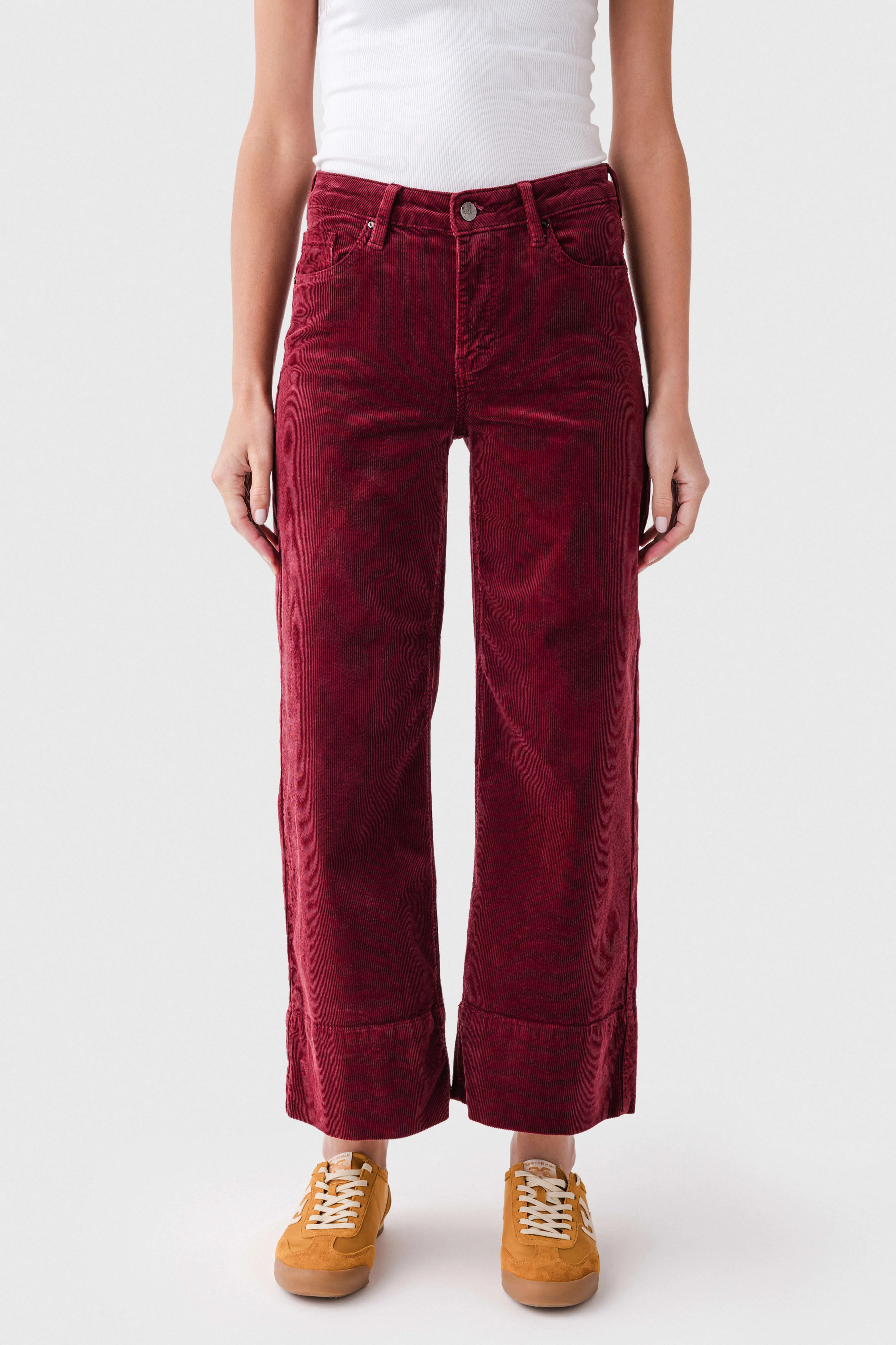 Risen Maple High Rise Crop Wide Hem Wideleg Corduroy Jeans | Social Threads