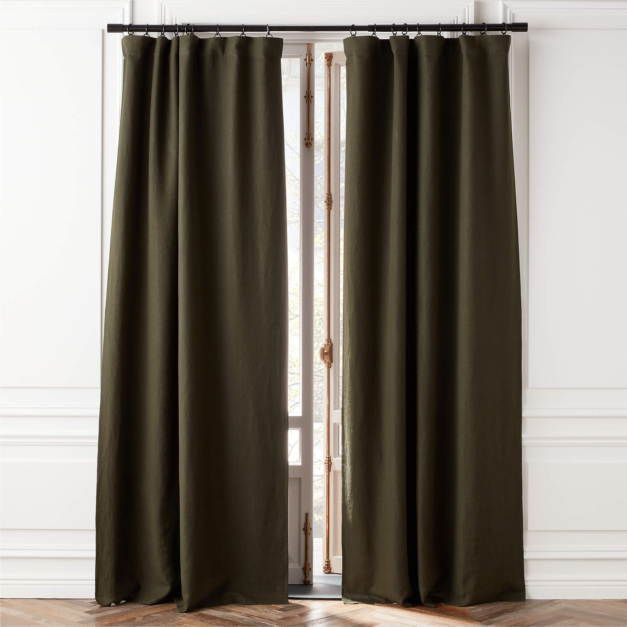 EUROPEAN FLAX-Certified Linen Dark Terracotta Blackout Window Curtain Panel 48"x84" + Reviews | C... | CB2