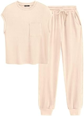 BTFBM Women's Two Piece Tracksuit Outfits Summer Short Sleeve Tops Long Pants Jogger Lounge Match... | Amazon (US)