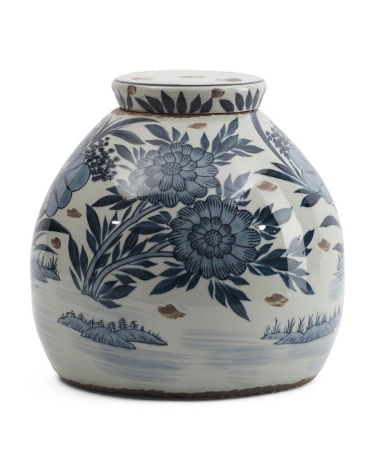 11in Floral Ceramic Jar With Lid | Marshalls