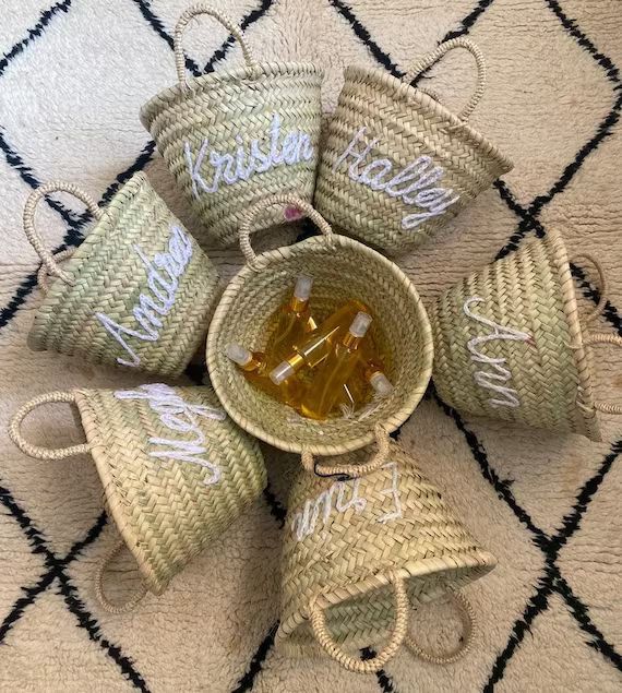 Wedding gift personalized straw moroccan basketbridal shower | Etsy | Etsy (US)
