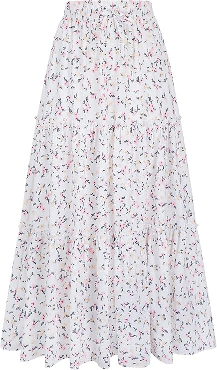 Arolina Women's Summer Maxi Skirt Trendy High Waist Pleated Ruffle Long Skirts Flowy Beach Boho S... | Amazon (US)