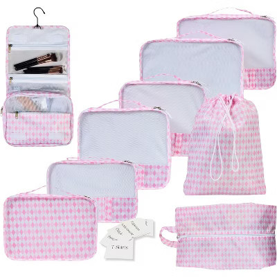 9 Set Packing Cubes - Suitcase Organizer, Cute Packing Cubes, Travel Bags Organizer for Luggage with Hanging Toiletry Pink one size | Target