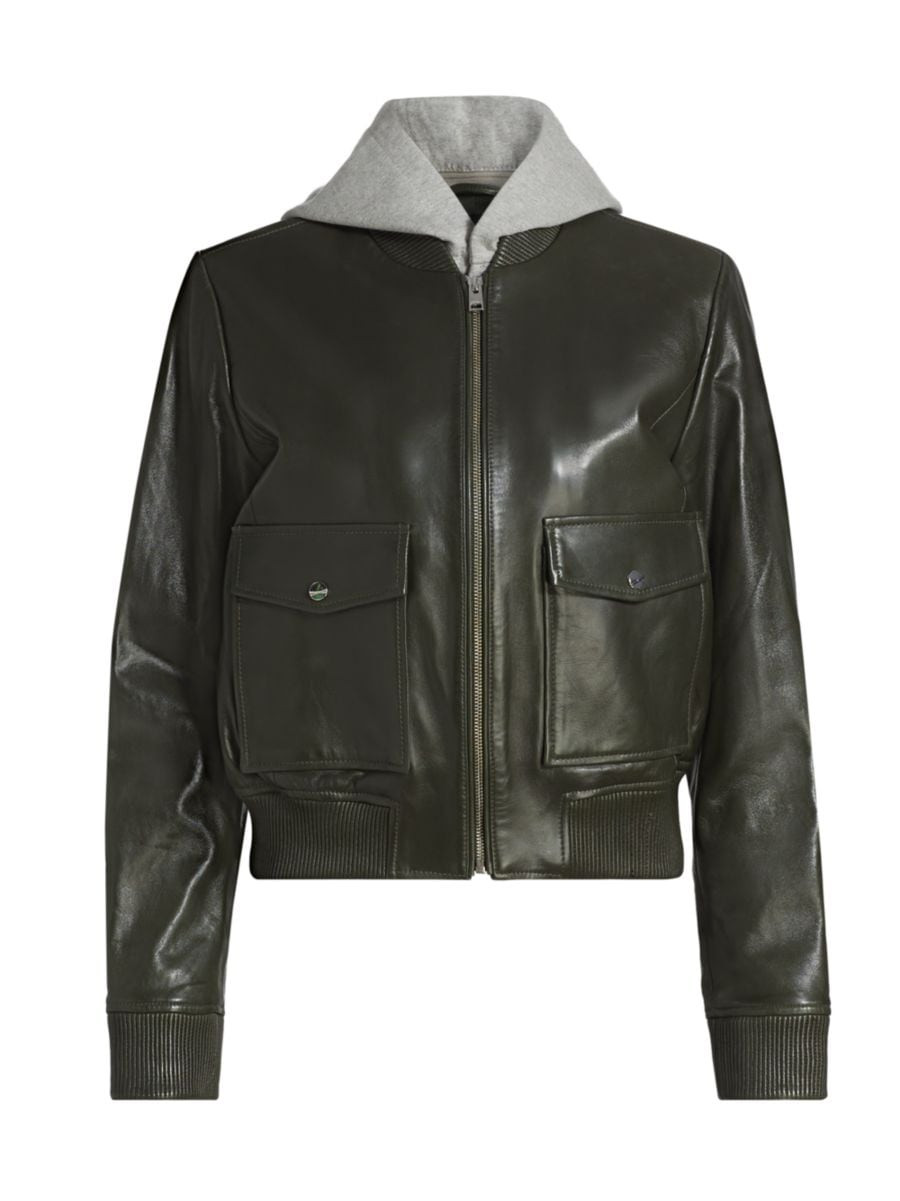 Candace Leather Hooded Bomber Jacket | Saks Fifth Avenue