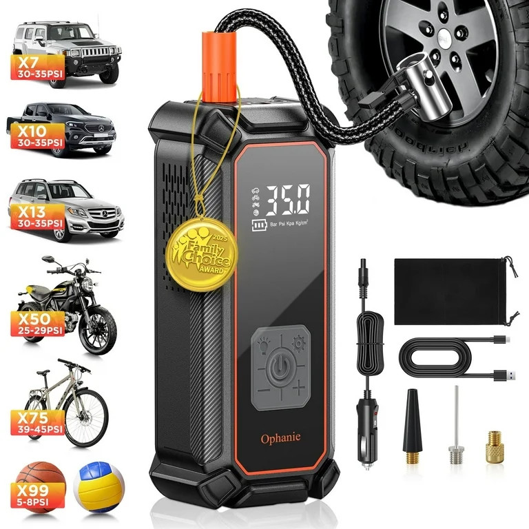 Ophanie Cordless Portable Tire Inflator - 160 Psi Digital Pressure Gauge, Air Compressor for Car ... | Walmart (US)