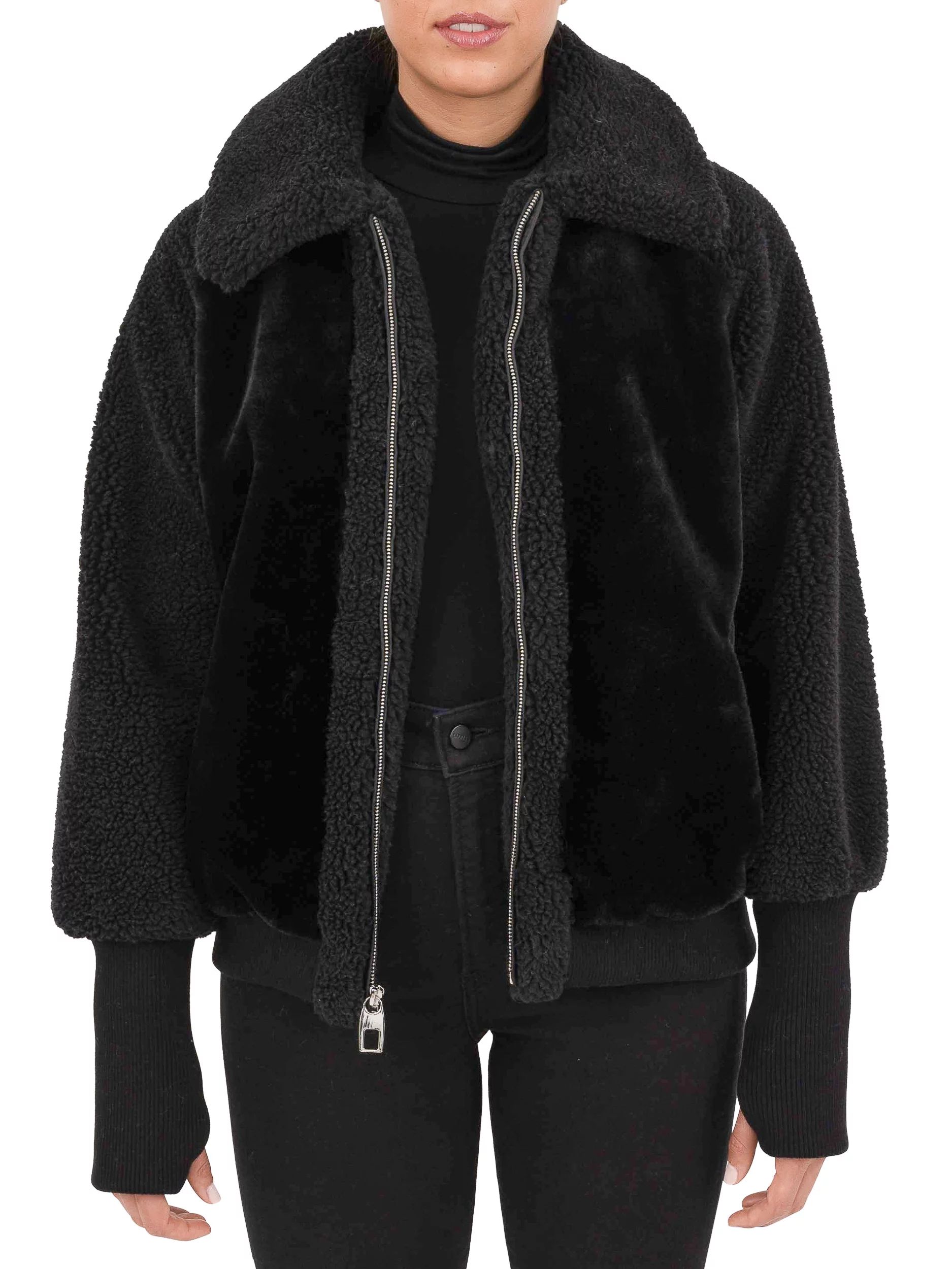 Cyn & Luca Women's Oversized Faux Fur Jacket - Walmart.com | Walmart (US)