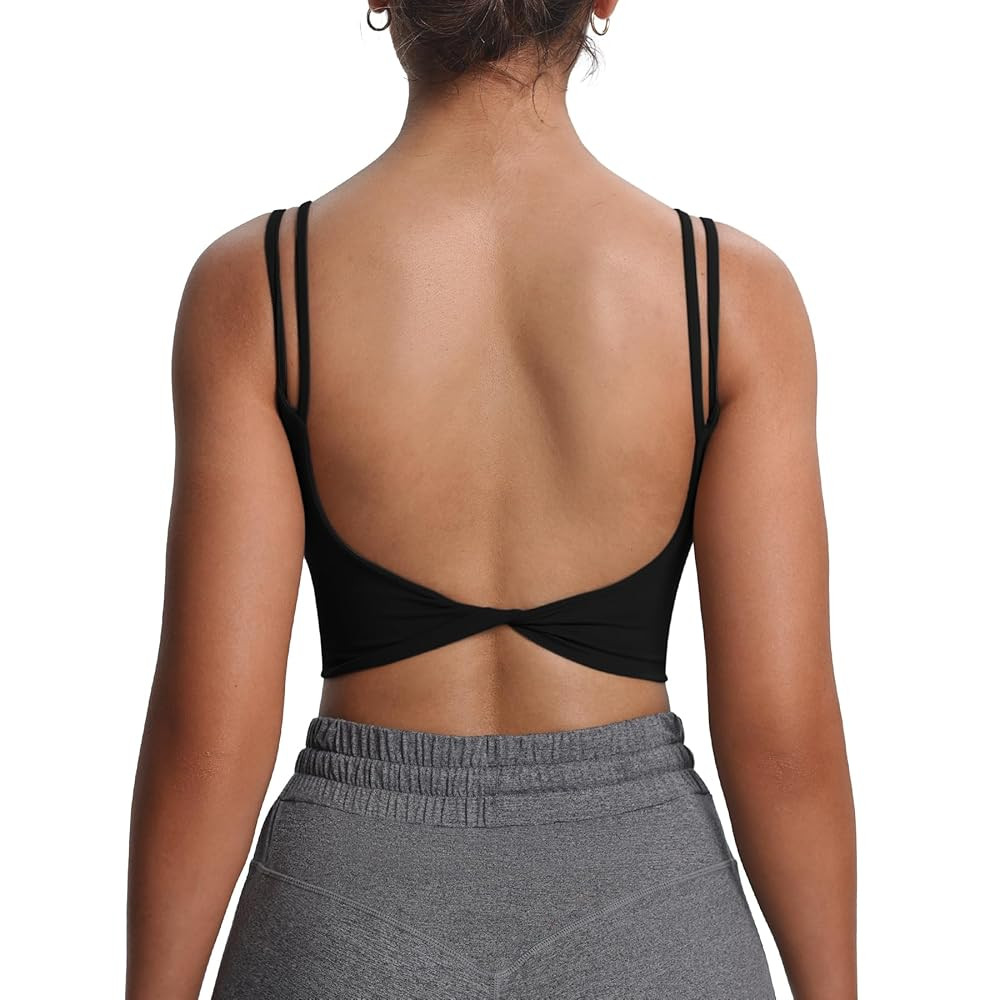 Aoxjox Women's Workout Sports Bras Fitness Yoga Crop Tank Twist Back Cami | Amazon (US)