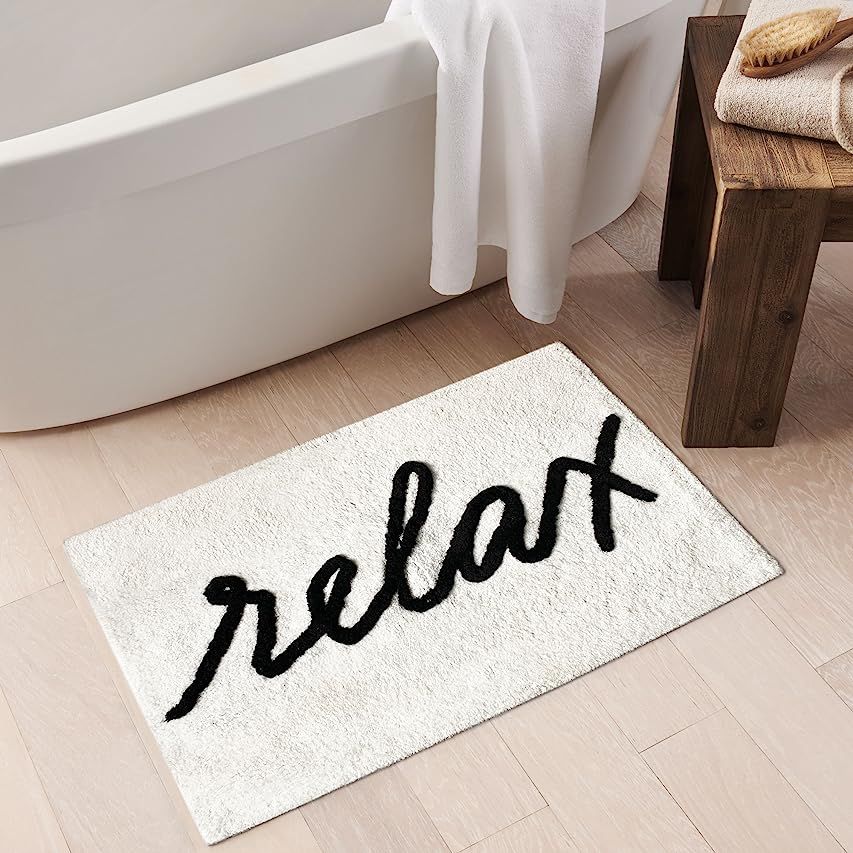 Elrene Home Fashions Relax Word Novelty Soft Plush Absorbent Mat/Rug for Bath Tub, Shower, Vanity, o | Amazon (US)