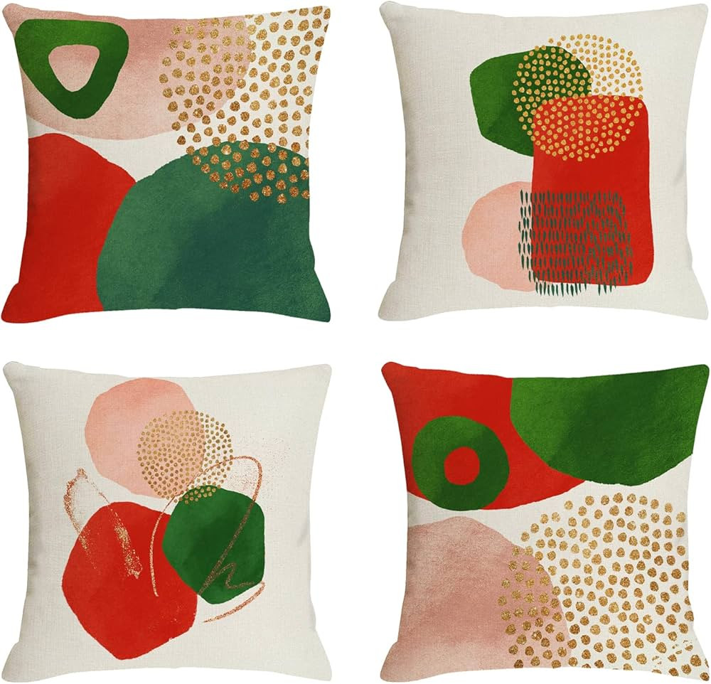 Jartinle Abstract Art Christmas Pillow Covers 18x18 Geometric Minimalist Mid Century Modern Throw... | Amazon (US)