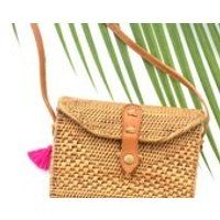Woven Straw Basket Bag  Custom Tassel Charm, Bali Ata Rattan Box, Crossbody Purse, Custom Beach Bag, Bridal Shower / Bachelorette Gift Bag | Etsy (US)