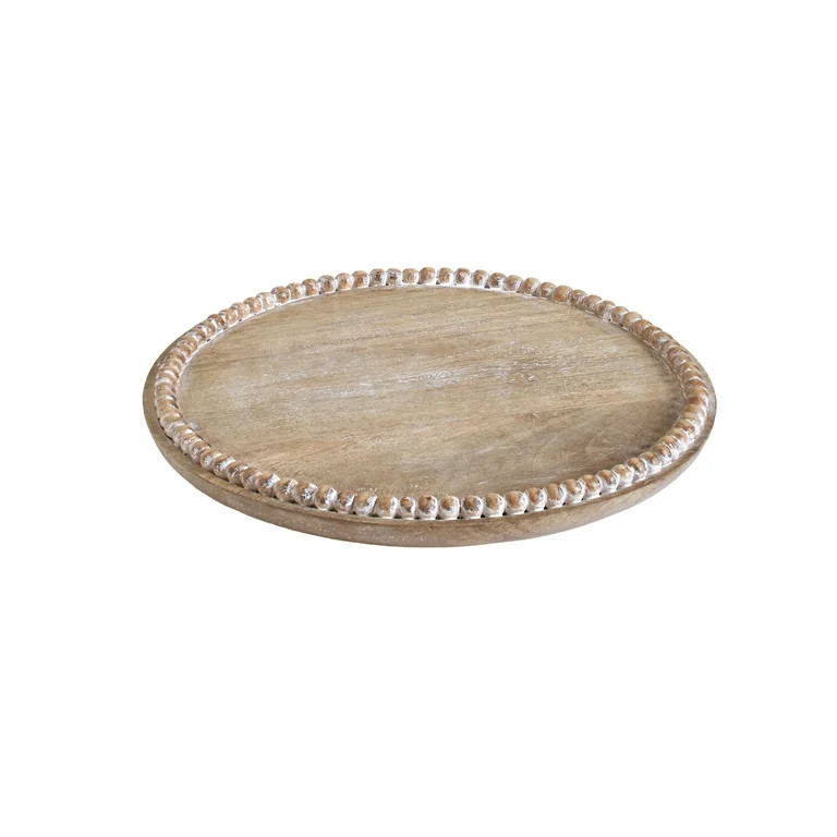 My Texas House 12" Natural Bead Wood Round Decorative Tray | Walmart (US)