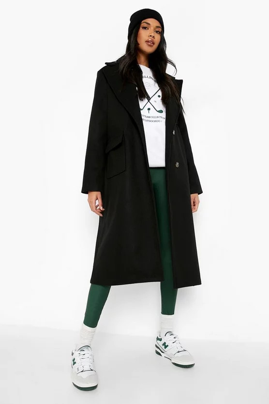 Pocket Detail Wool Look Coat | Boohoo.com (US & CA)