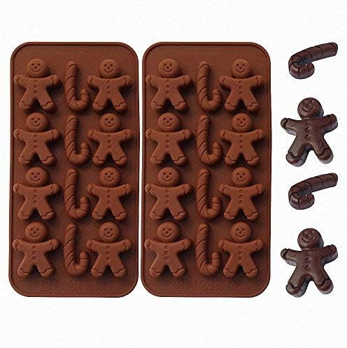 2-Pack Gingerbread Man Chocolate Molds Set - MoldFun Christmas Party Gingerbread Man Silicone Mol... | Amazon (US)