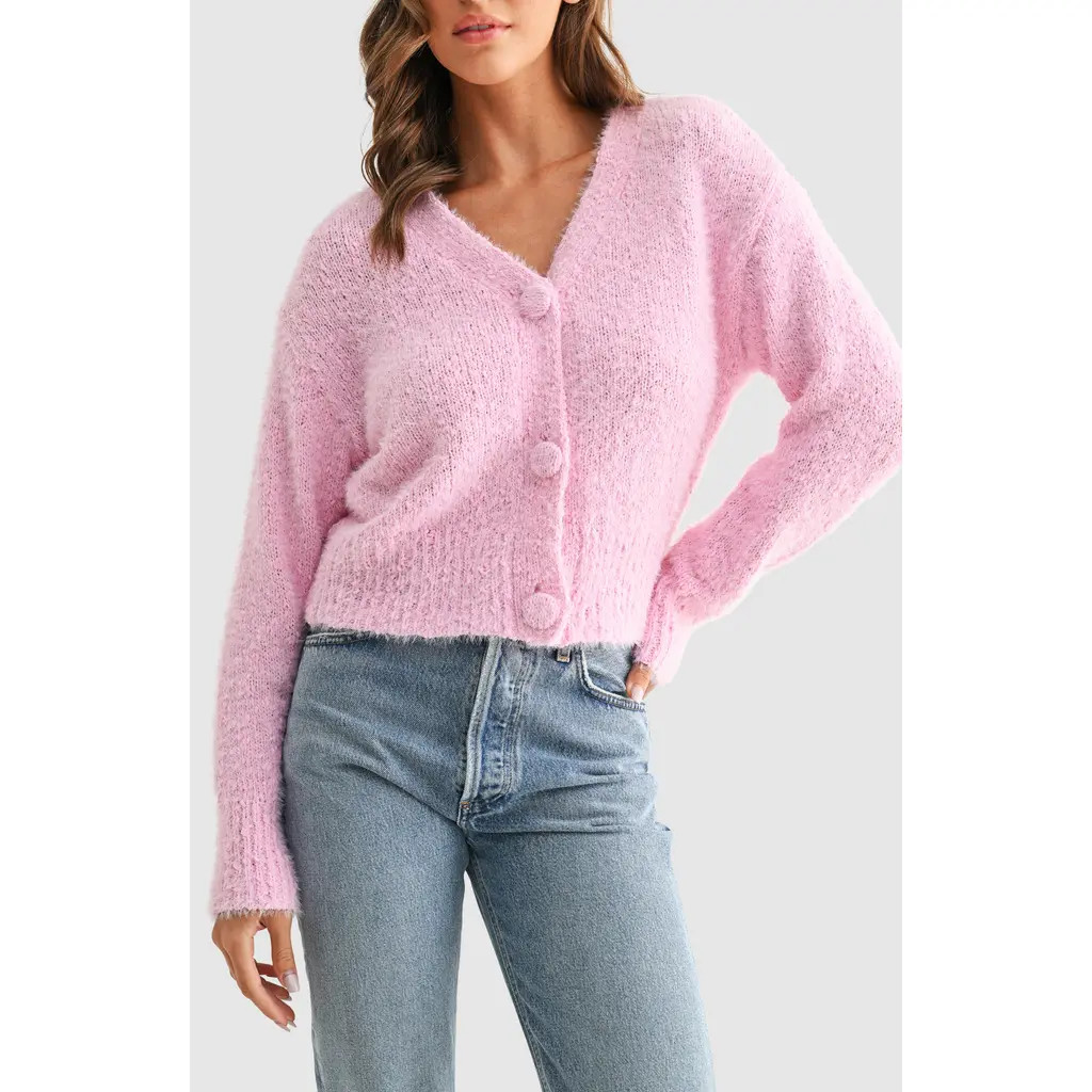 All in Favor V-Neck Cardigan in Bubblegum at Nordstrom Rack, Size Small | Nordstrom Rack