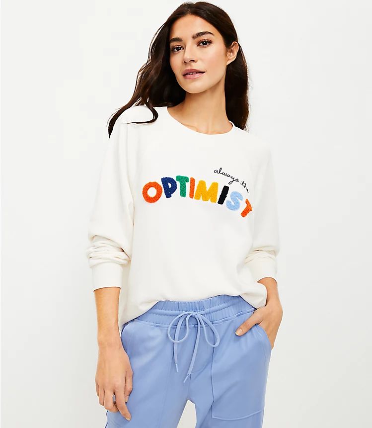 Lou & Grey Optimist Cozy Cotton Terry Sweatshirt | LOFT