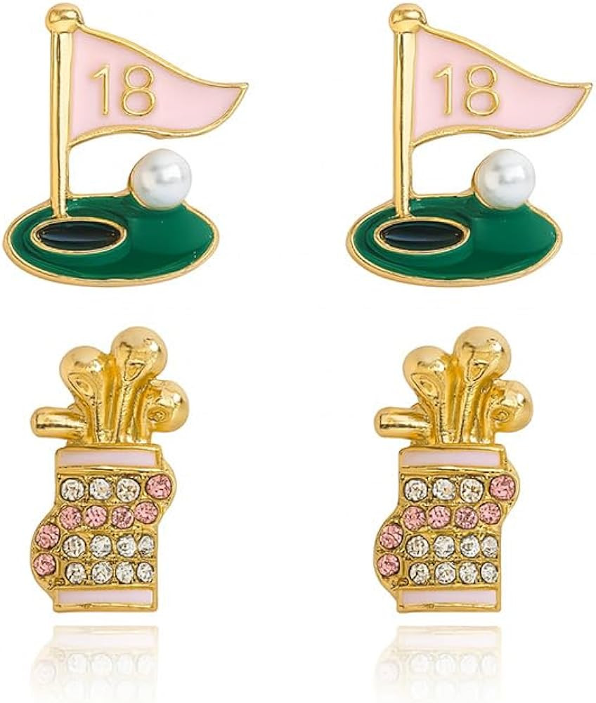 Golf Earrings for Women Rhinestone Baseball Football Tennis Stud Earrings Game Day Outfits Access... | Amazon (US)