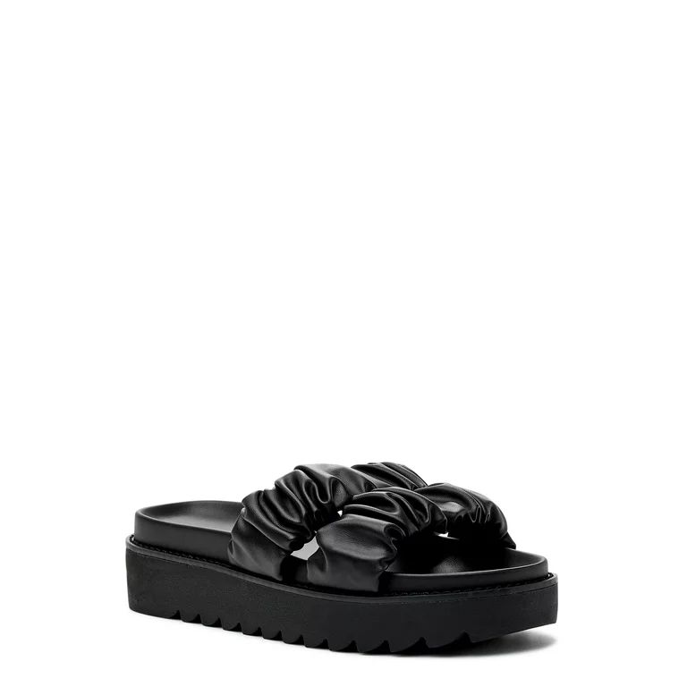 No Boundaries Women's Ruched Flatform Sandals | Walmart (US)