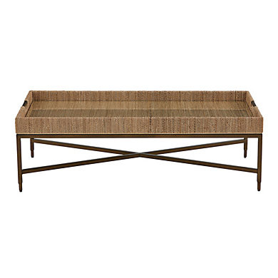 Alaya Woven Top & Brass Rectangle Coffee Table | Ballard Designs, Inc.