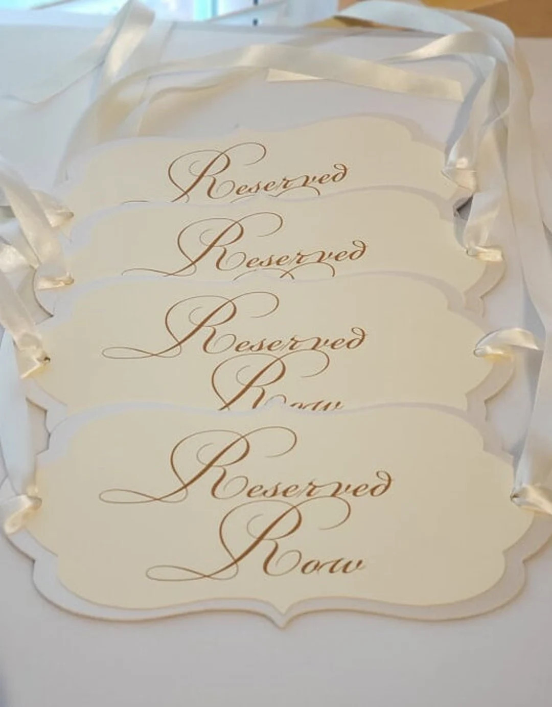 Ivory on Ivory Reserved Row Chair Signs, Reserved Script Row Signs, Reserved Row Ceremony Signs, ... | Etsy (US)