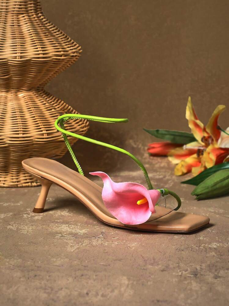 SHUZIA Sandali eleganti da donna con cinturini alla caviglia, sexy tacchi a spillo, con decorazio... | SHEIN