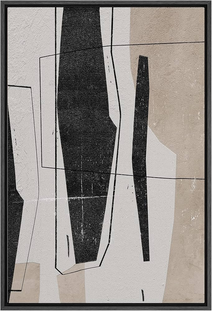 SIGNLEADER Framed Canvas Print Wall Art Black Lines over Black Rectangles Geometric Patterns Illu... | Amazon (US)