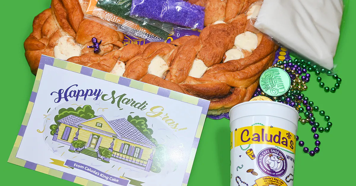 Cream Cheese Filled King Cake Kit by Caluda's King Cake | Goldbelly | Goldbelly