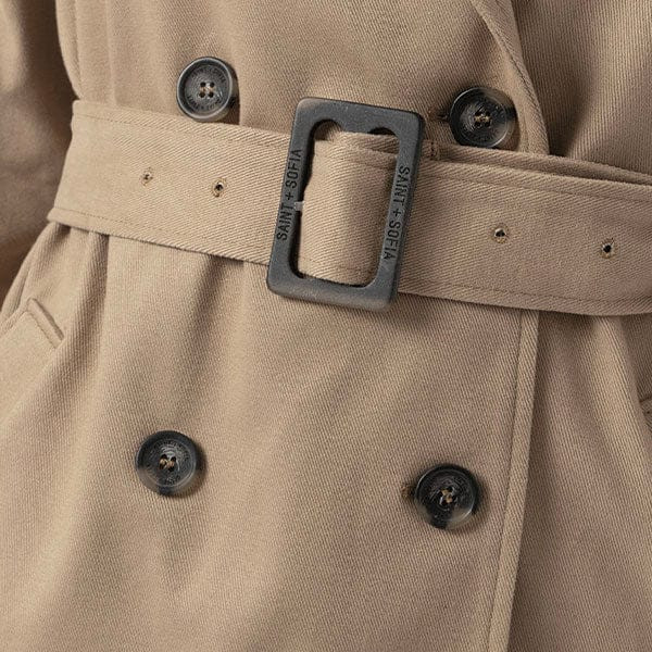 Marion Double Breasted Short Trench - Beige | Saint + Sofia