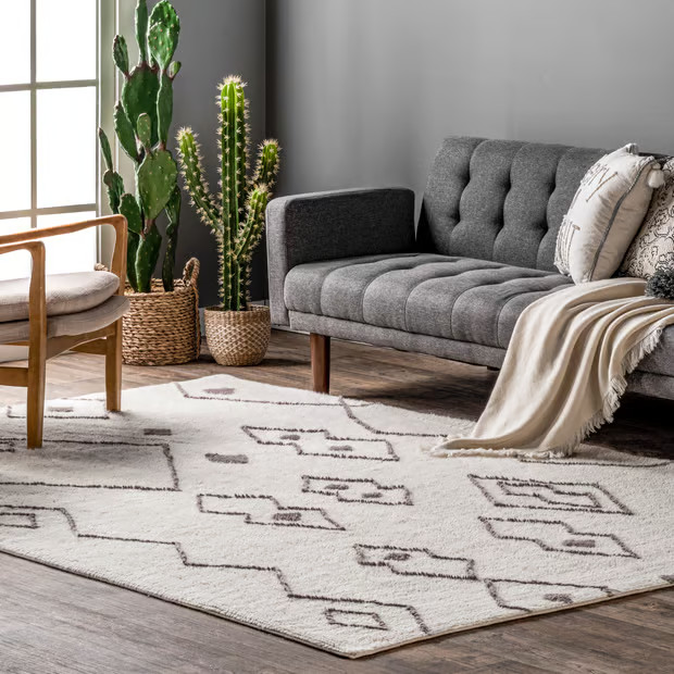 Ivory Eloise Wool Moroccan Washable Area Rug | Rugs USA