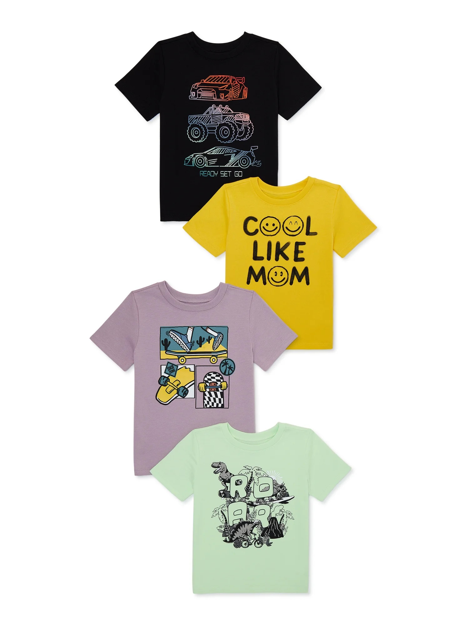 Garanimals Toddler Boys Short Sleeve Graphic Tee, 4-Pack, Sizes 12M-5T | Walmart (US)