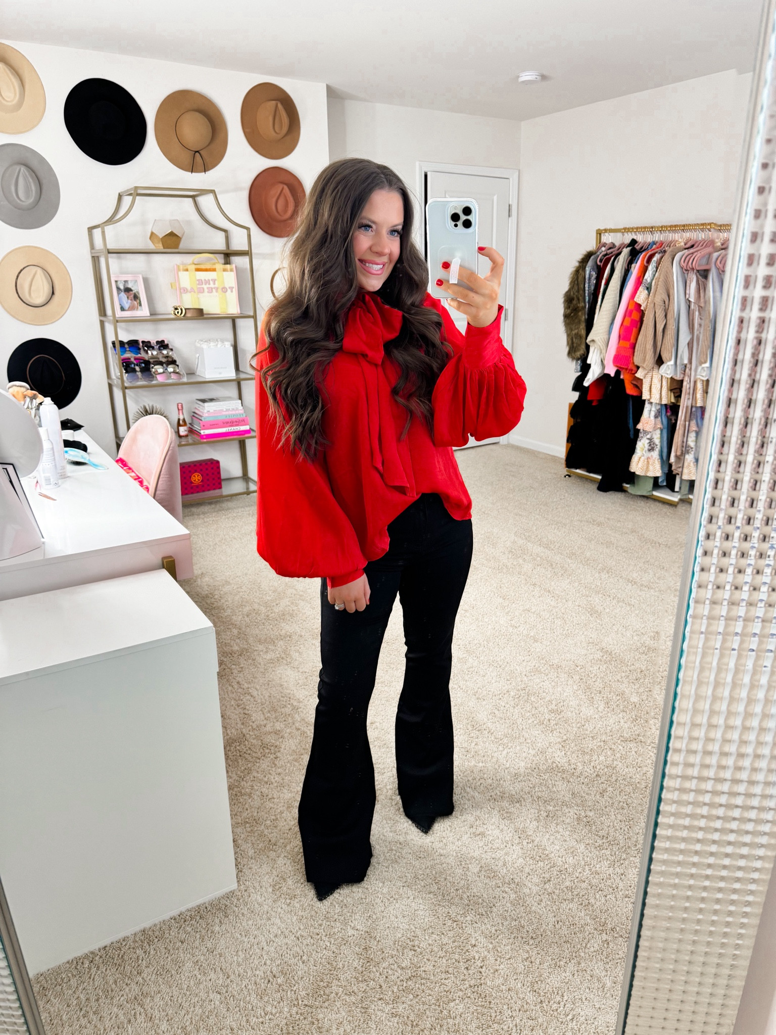 This outfit screams CLASSY CHRISTMAS and I am here for it!! Absolutely LOVE this stunning top paired with these flattering bell bottoms! YOU NEED THESE JEANS. They are the most comfortable pair I have EVER worn - they offer stretch and are so flattering!
Top - wearing size small, fits TTS
Bottoms - wearing size 4, fits TTS & offers some stretch

Family Christmas photos, Christmas photos, Christmas photo outfits, family Christmas outfits, Christmas Eve outfit, Christmas Eve style, Christmas outfit, heels, Christmas outfit inspo, date night style, date night fashion, holiday style, holiday outfits, festive style, holiday fashion, family Christmas photo fashion, first Christmas, classy Christmas card photo

#LTKfindsunder100 #LTKstyletip #LTKHoliday