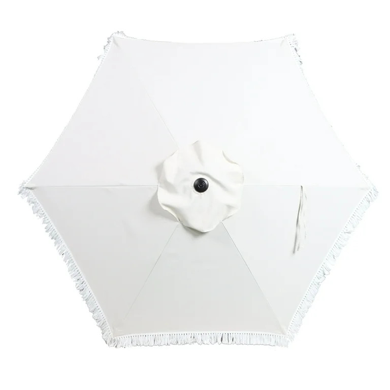 Better Homes & Gardens Outdoor 7.5' White Ventura Fringe Round Push-up Premium Patio Umbrella wit... | Walmart (US)