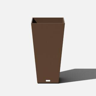 Midland 30 in. Espresso Plastic Tall Square Planter | The Home Depot