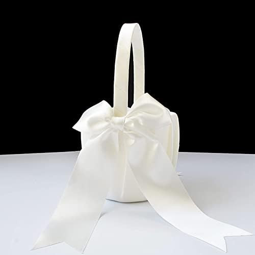 ATAILOVE Flower Girl Basket for Weddings - Cute Cherish Fairy Flower Baskets (Ivory) | Amazon (US)