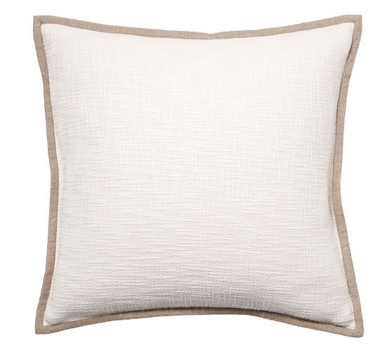 Cotton Basketweave Pillow Cover - Ivory | Pottery Barn (US)
