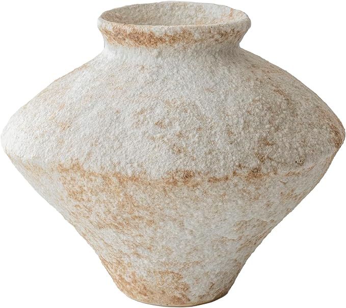 Rustic White Ceramic Vase Decorative Flower Vase, Textured Farmhouse Vase for Centerpieces, Kitch... | Amazon (US)