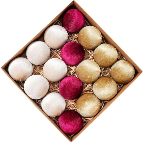 Velvet Ornaments for Christmas Tree 16 Pack 3.15" Velvet Christmas Ball Set, Luxurious Holiday Tree Ornaments for Home Decor, Burgundy Brown | Amazon (US)
