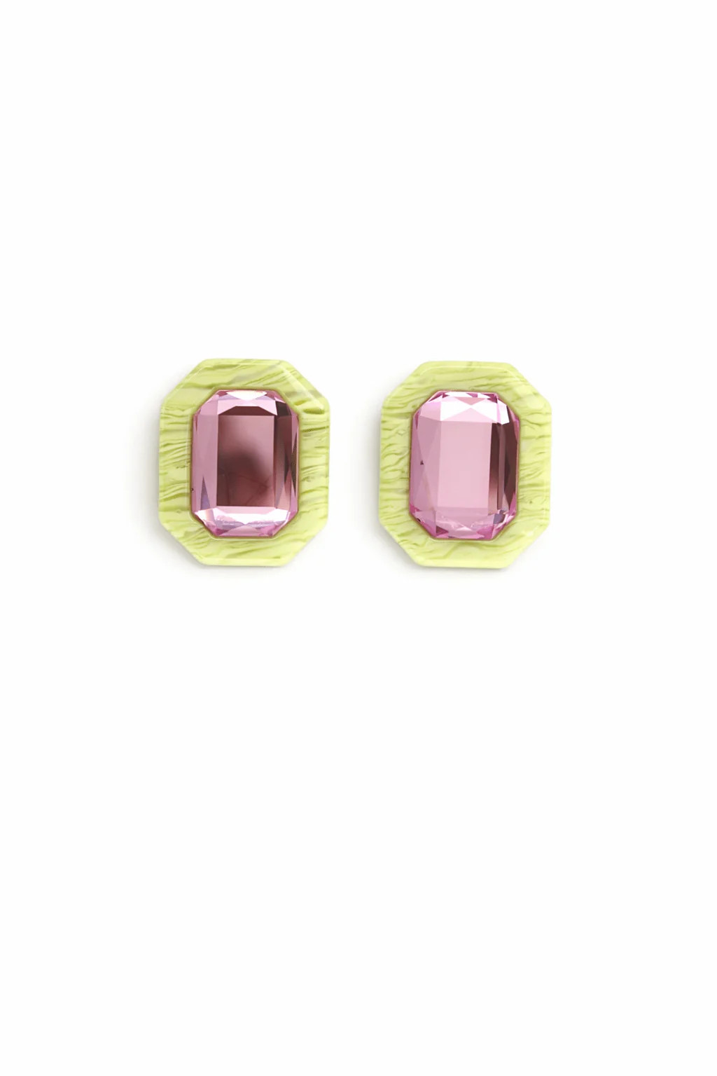 Olivia Statement Earrings Rectangle - Electric Kiwi | LINNY CO LLC