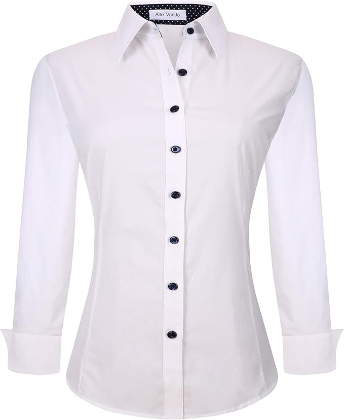Alex Vando Womens Dress Shirts Regular Fit Long Sleeve Stretch Work Shirt | Amazon (US)