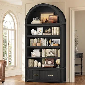 83"x39" Tall Arched Cabinets,Bookcase with Storage,5-Tier Bookshelf | Amazon (US)