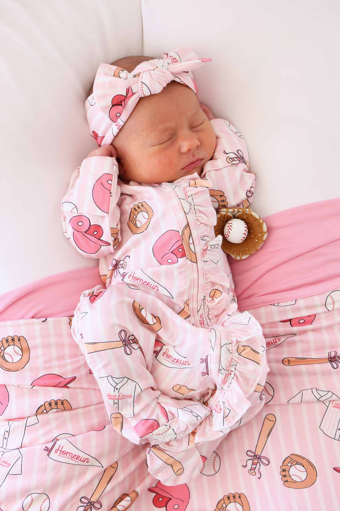 Ballpark Babes Ruffle Zipper Footie | Caden Lane