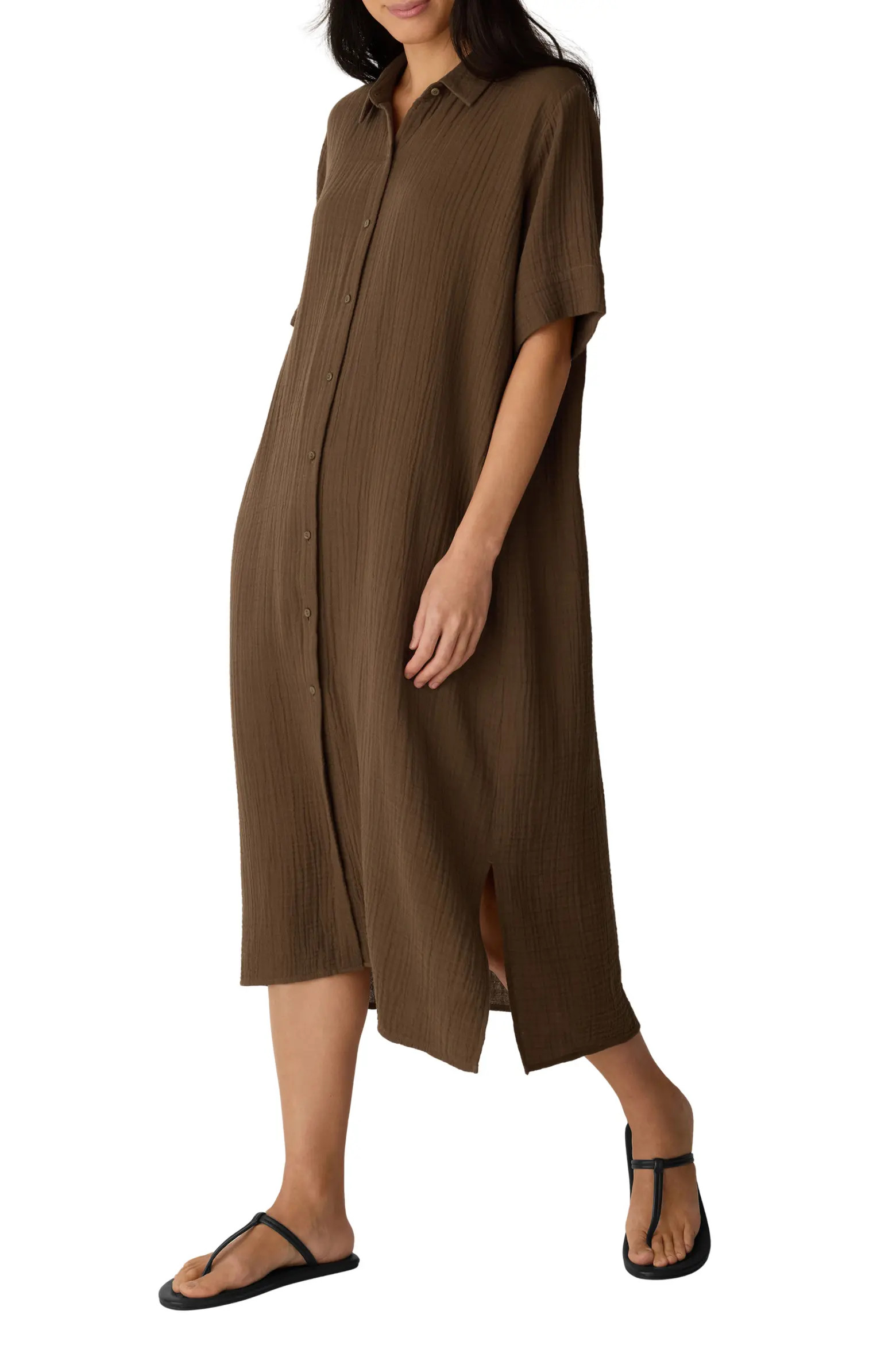 Classic Collar Organic Cotton Midi Shirtdress (Women) | Nordstrom | Nordstrom
