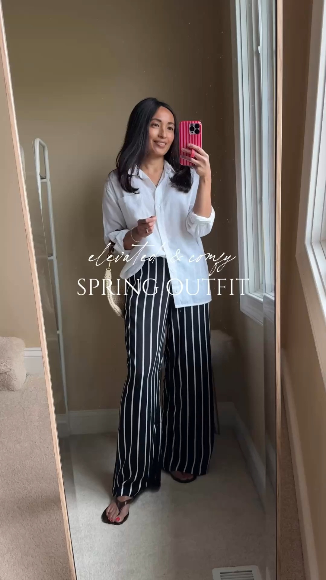 Elevated & Comfy Spring Outfit 
- Linen blend boyfriend shirt and high-waisted pull-on wide leg pants are part of the Spring Sale: 40-50% off of everything (exclusions apply) ends 4/5. 
- Effortless chic look that feels like pajamas.
- Top (I sized up) currently on sale for $22.49; pants (true to size) currently on sale for $20. 
- Jelly thong sandals (true to size) have been restocked; $14.99. 
-Vacation outfit  

#LTKootd #LTKTravel #LTKOver40
