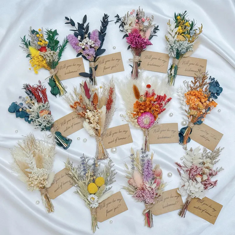Mini Dried Flower Bouquet, Bridesmaid Proposal Gifts, Wedding Favor, Boho Home Decor, Will You Be... | Etsy (US)