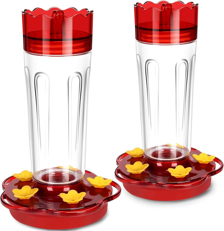Plastic Hummingbird Feeders for Outdoors Hanging Ant and Bee Proof, 2 Pack 15 Ounces Red Hummingb... | Amazon (US)