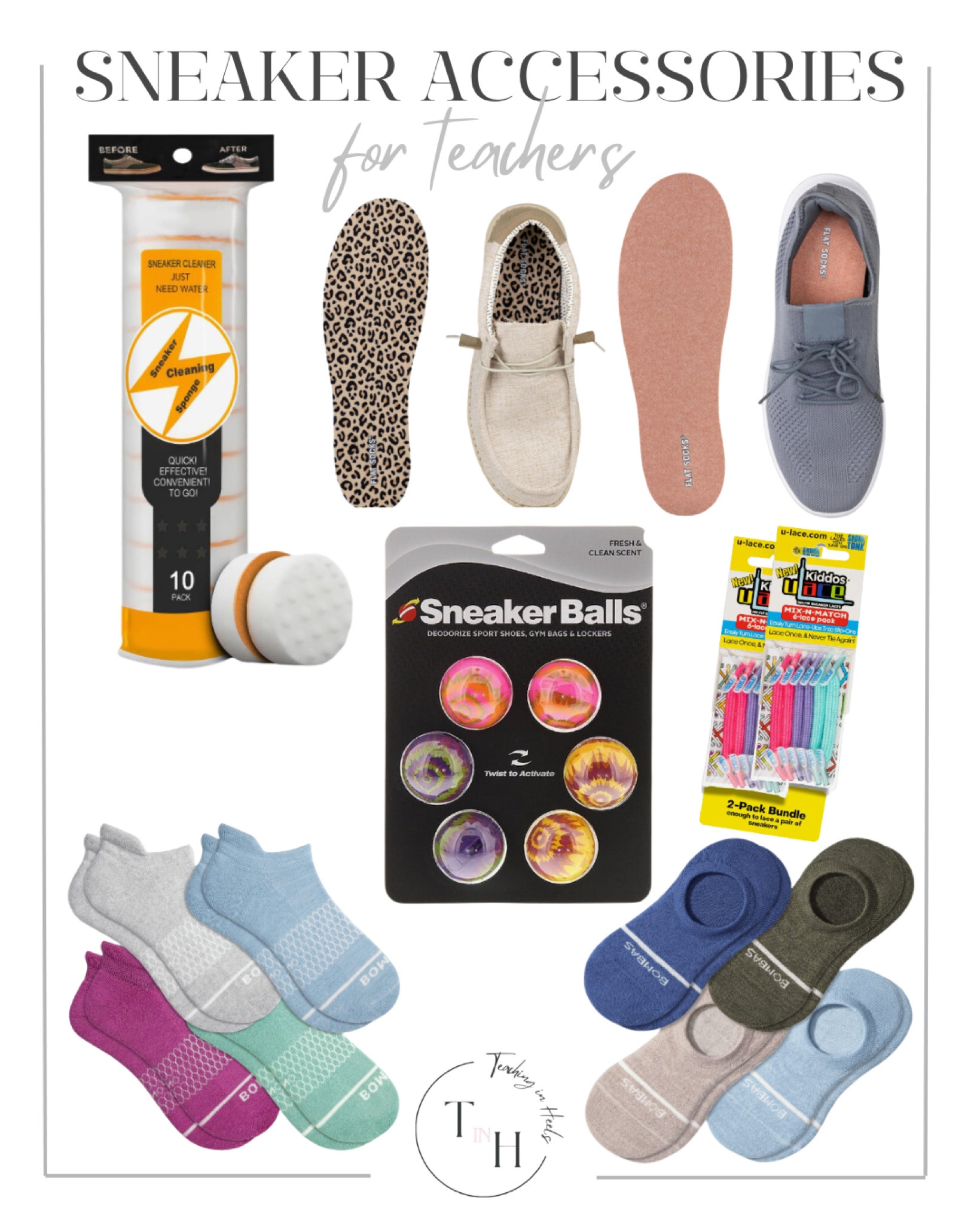 Sneaker Accessories For Teachers 

Shoe cleaners   Flat socks  sneaker balls  bombas socks  laces  shoes  style guide  for teachers  sneaker 

#LTKMostLoved #LTKfindsunder50 #LTKstyletip